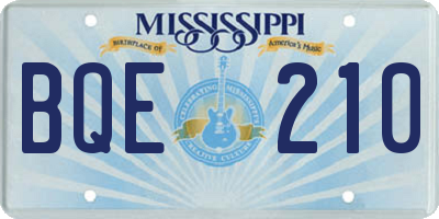MS license plate BQE210