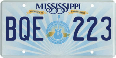 MS license plate BQE223