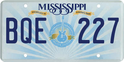 MS license plate BQE227