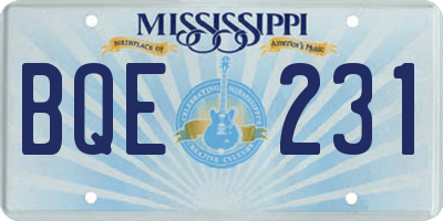 MS license plate BQE231