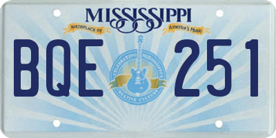 MS license plate BQE251
