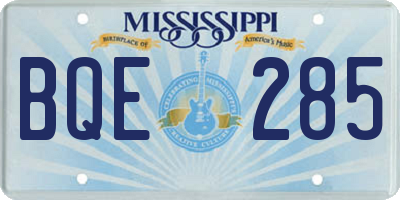 MS license plate BQE285