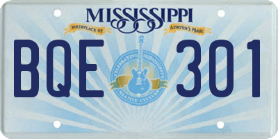 MS license plate BQE301