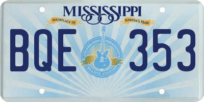 MS license plate BQE353