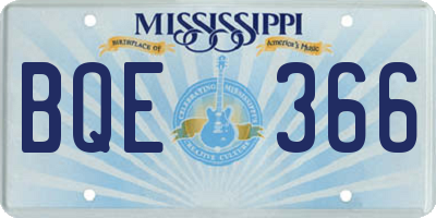MS license plate BQE366