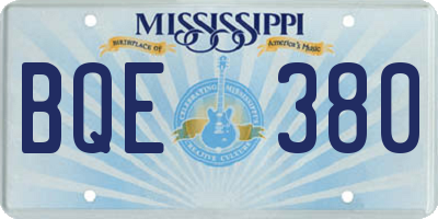 MS license plate BQE380