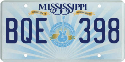 MS license plate BQE398