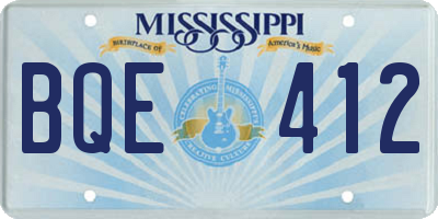 MS license plate BQE412