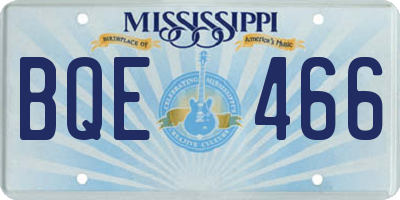 MS license plate BQE466