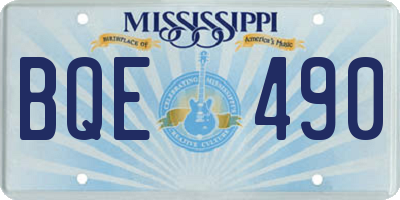 MS license plate BQE490