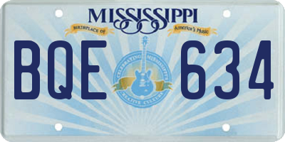 MS license plate BQE634