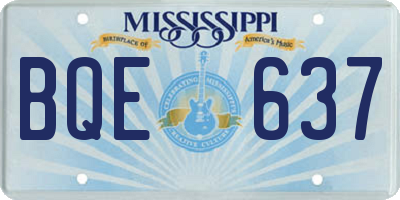 MS license plate BQE637