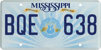 MS license plate BQE638