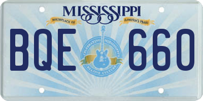 MS license plate BQE660