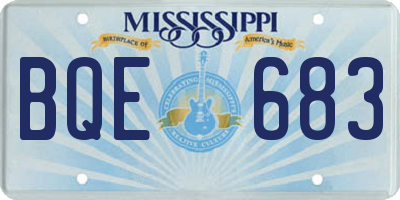 MS license plate BQE683