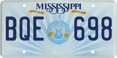 MS license plate BQE698