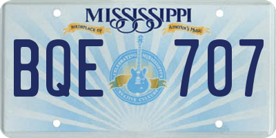MS license plate BQE707