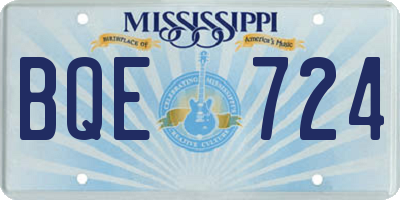 MS license plate BQE724