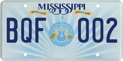 MS license plate BQF002