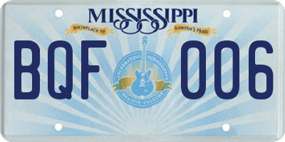 MS license plate BQF006