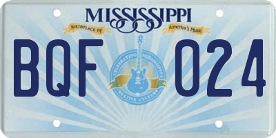 MS license plate BQF024