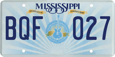 MS license plate BQF027