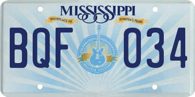 MS license plate BQF034