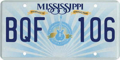 MS license plate BQF106
