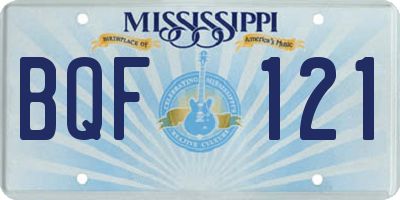 MS license plate BQF121