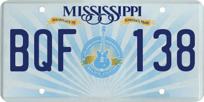 MS license plate BQF138