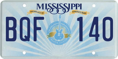 MS license plate BQF140