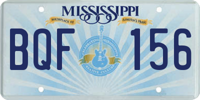 MS license plate BQF156