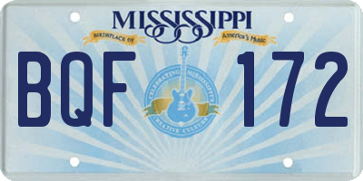 MS license plate BQF172