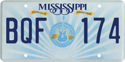 MS license plate BQF174