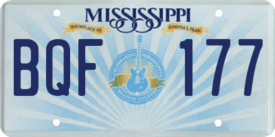 MS license plate BQF177