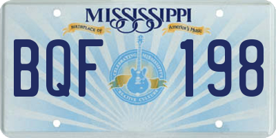 MS license plate BQF198