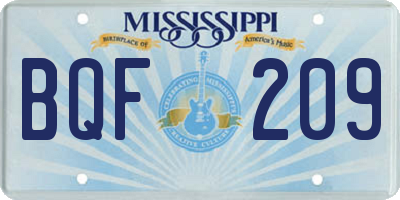 MS license plate BQF209