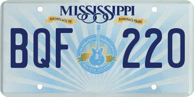MS license plate BQF220