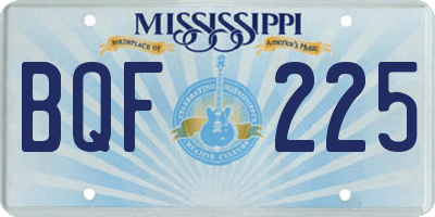 MS license plate BQF225