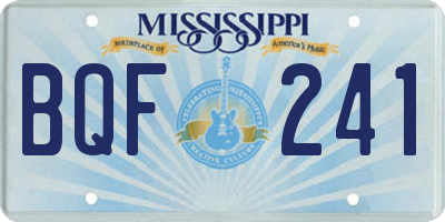 MS license plate BQF241