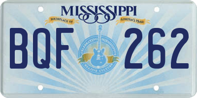 MS license plate BQF262