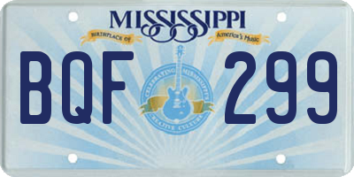 MS license plate BQF299