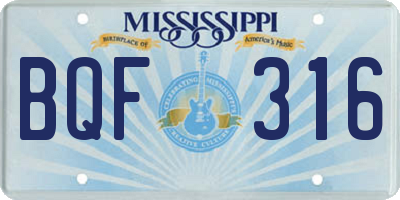 MS license plate BQF316