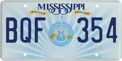 MS license plate BQF354