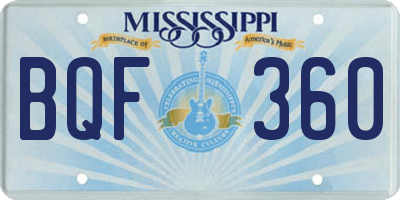 MS license plate BQF360