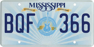 MS license plate BQF366