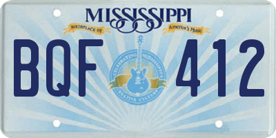 MS license plate BQF412