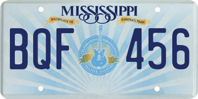 MS license plate BQF456