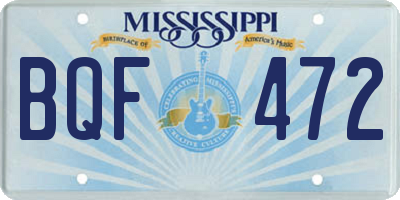 MS license plate BQF472