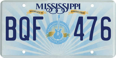 MS license plate BQF476